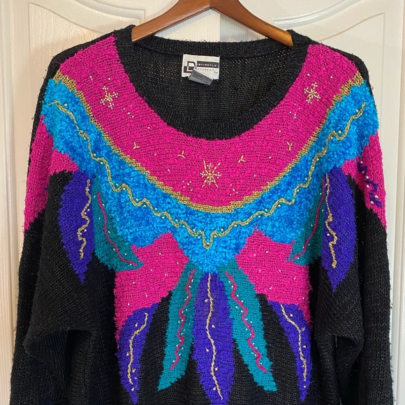 VTG 80s 90s Distinctly Different Beaded Sweater - Picture 10 of 12